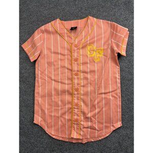 Odd Future Baseball Shirt Mens Small Pink Striped Button Front OF Logo Jersey